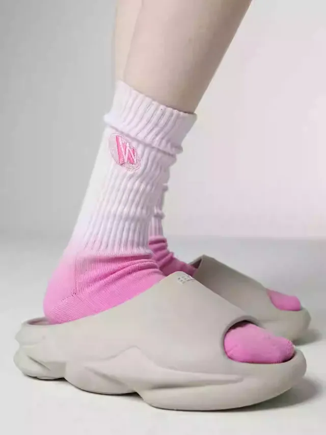 Tie dye Gradient Embroidery Tube Socks Pink - Shop at LoveMi
