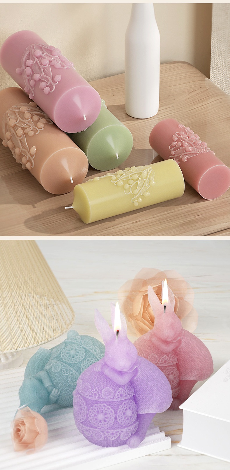 Title 7, Aromatherapy Candle Colorful Egg Rabbit Wave Bu...