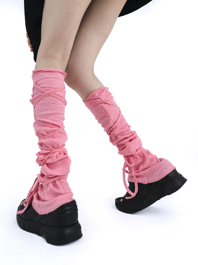 Millennium Solid Color Knitted Socks Pink - Shop at LoveMi