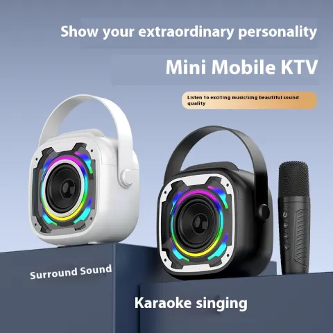 Portable Wireless Bluetooth Speaker with Microphone Integrated Karaoke