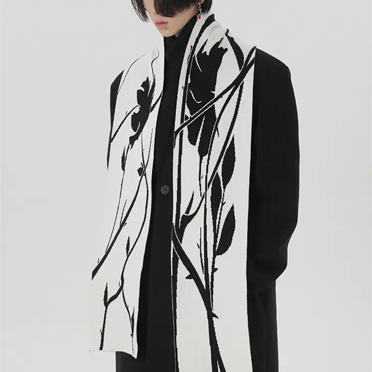 Original Hand-painted Black And White Thorn Rose