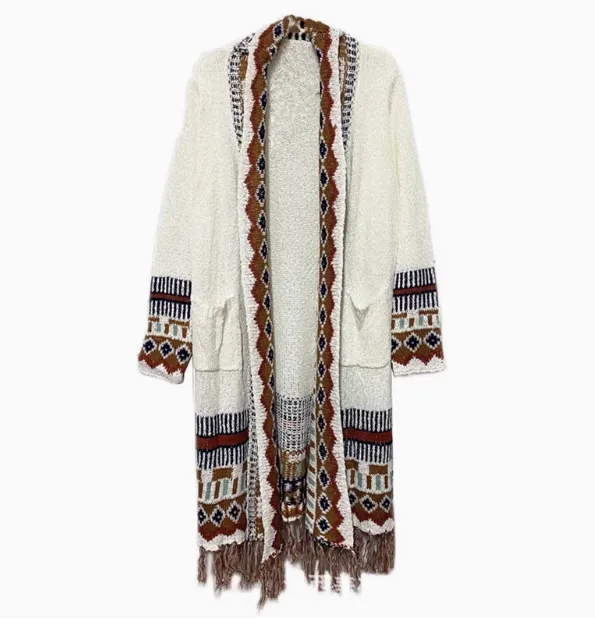 Medium Length Sweater Loose Knit Jacket White - Shop at LoveMi