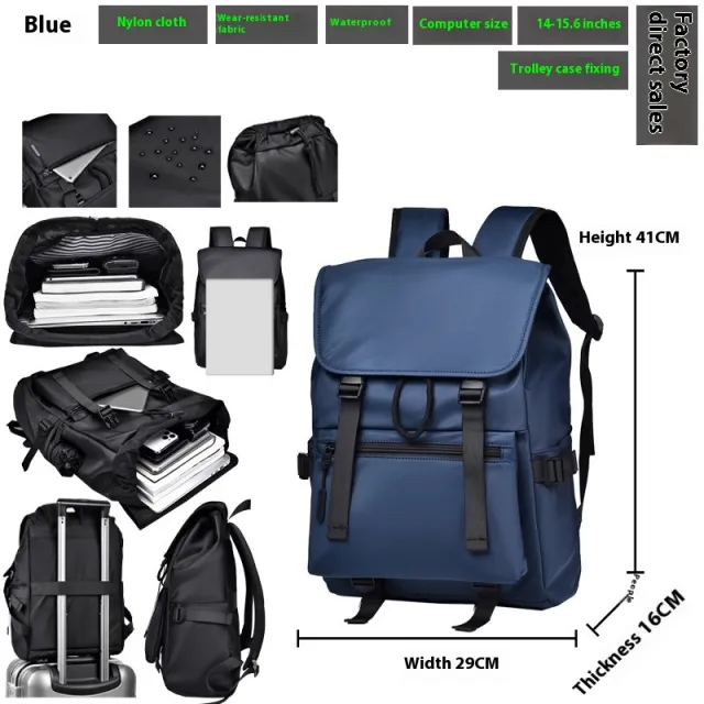 Waterproof Rucksack Backpack Large Capacity High Sense Men Blue - Shop at LoveMi