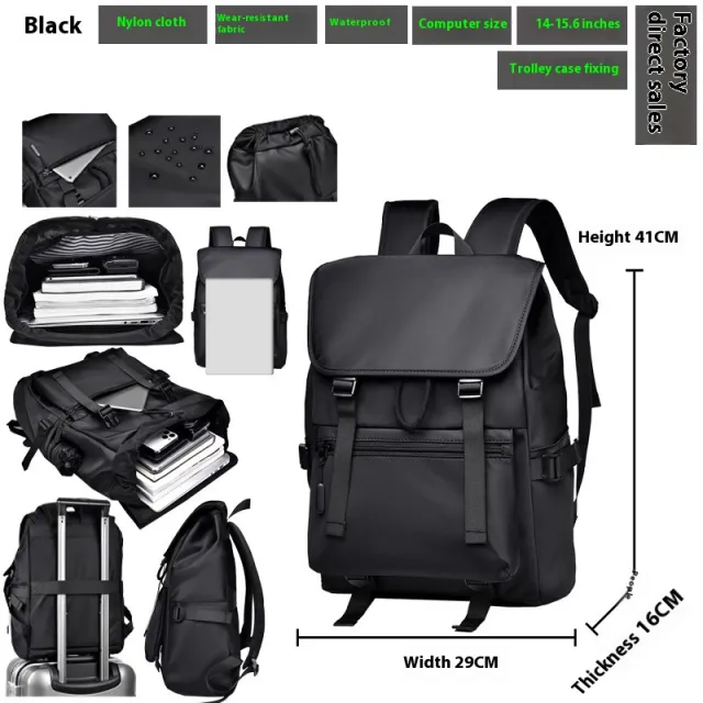 Waterproof Rucksack Backpack Large Capacity High Sense Men Black - Shop at LoveMi