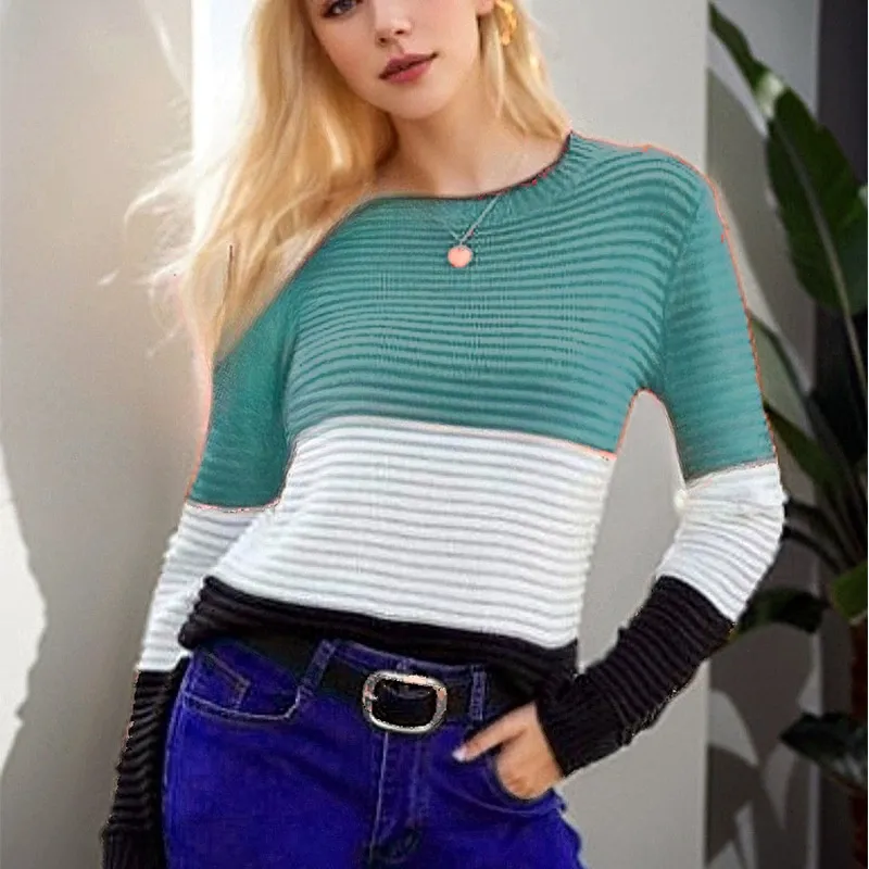 Women's Knitwear Top Elegance Retro Slim-fit Figure Flattering Sweater - Emerald-L