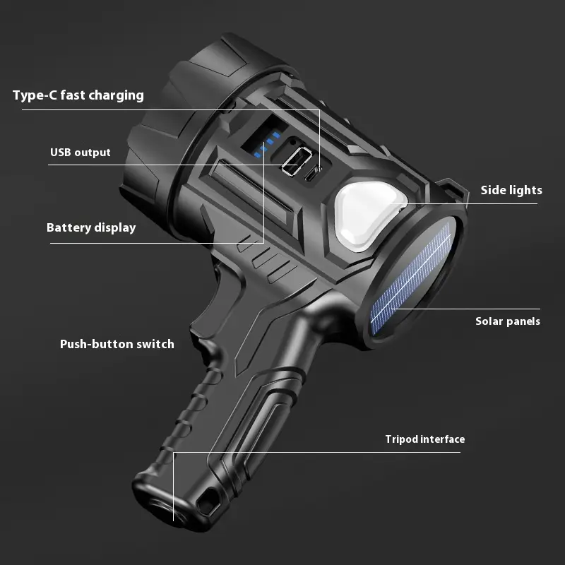 Outdoor Emergency Long-range Handheld USB Rechargeable Flashlight