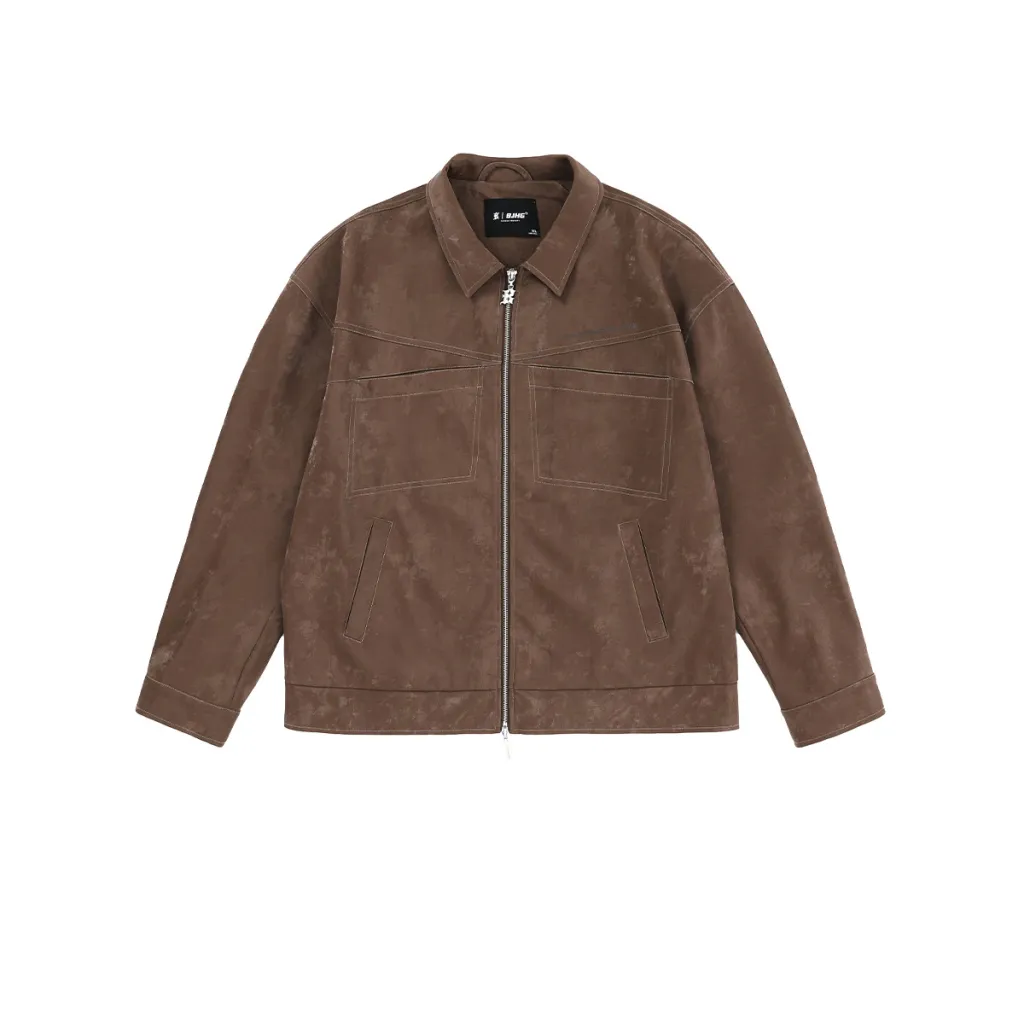 Pu Leather Coat Women's Pleated Tooling - Cocoa Brown
