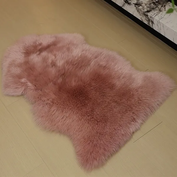 Zealand Merino Wool Carpet Whole Sheepskin Floor Mat Sofa Cushion Bay Window Blanket Retro Pink - Shop at LoveMi