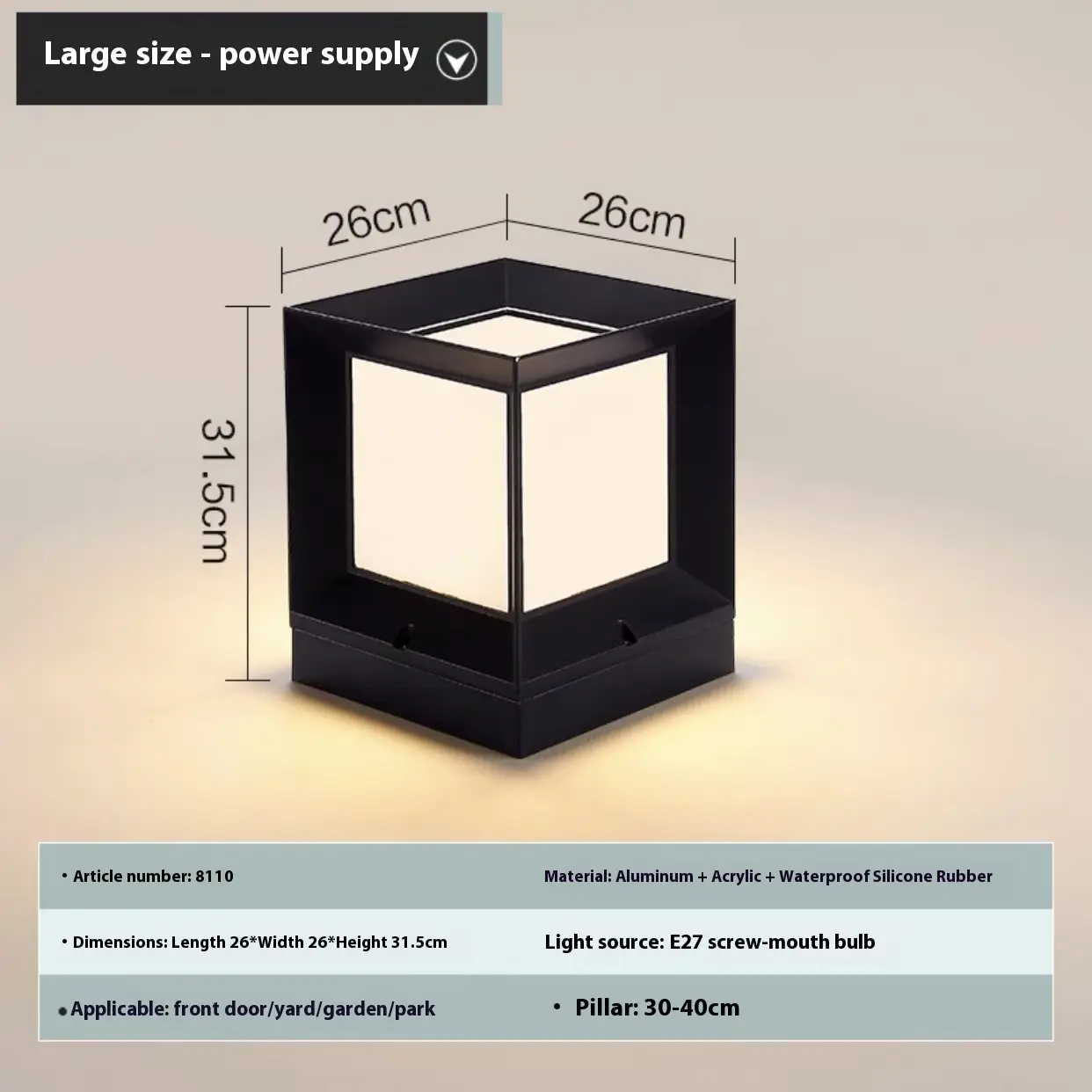 Pillar Lamp Outdoor Wall Waterproof Garden Lamp