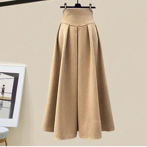 Women's Gentle Oversized Knitted Cardigan Sweater With Skirt Khaki Skirt - Shop at LoveMi