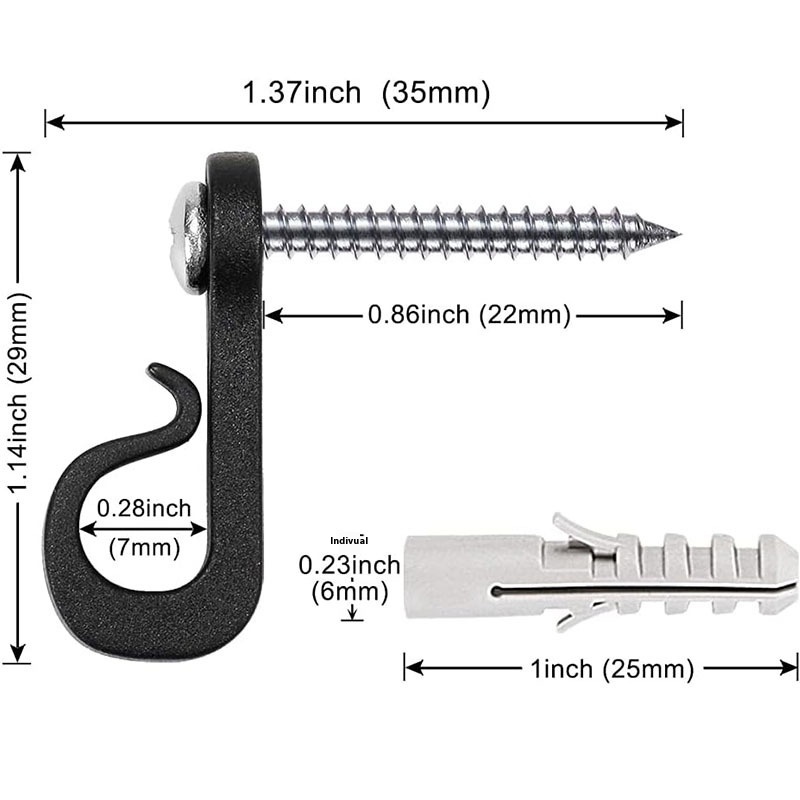 Title 4, Q-type Hook Black And White Plastic Lighting Ch...