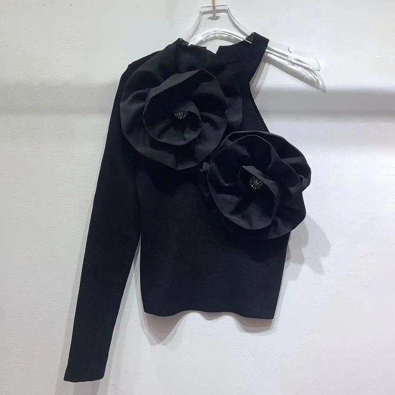 Title 5, High-end Design Stitching Flowers Slim-fit Knit...