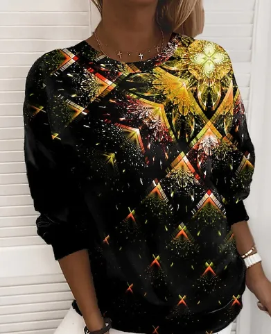 3D Gradient Pattern Digital Printed Round Neck Long-sleeved Sweater - 7287Nzylwy-Xxxl