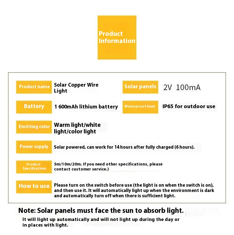 Title 7, LED-Solar-Kupferdraht-Lampe, Lichterkette mit a...