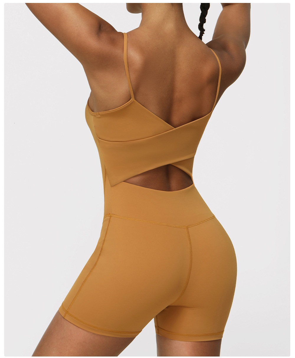 Title 7, Thin Strap Yoga Clothes Shorts Suit Nude Feel O...