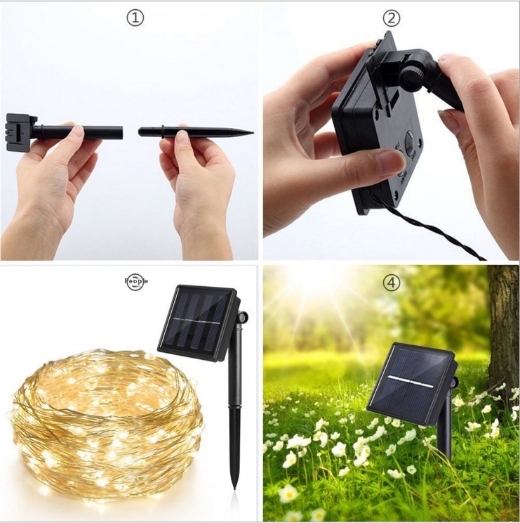 Title 8, LED-Solar-Kupferdraht-Lampe, Lichterkette mit a...