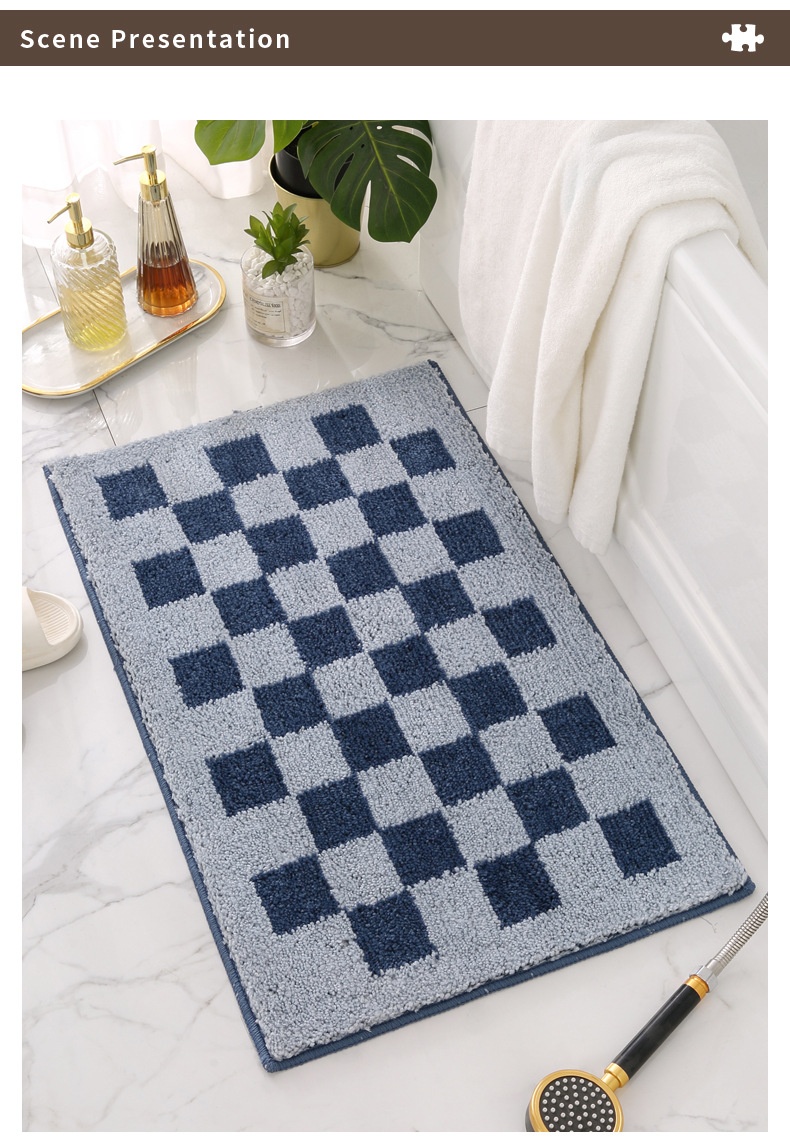 Title 8, Checkerboard Bathroom Absorbent Floor Mat