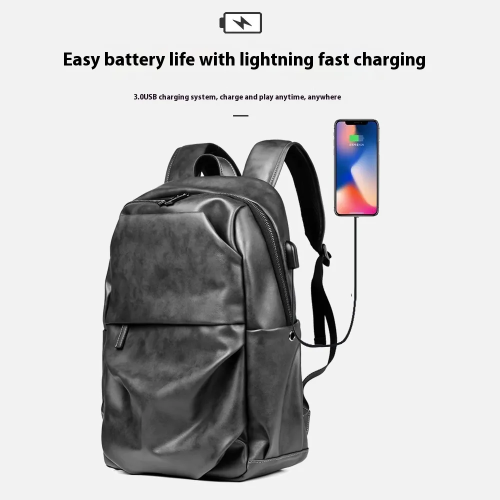 Casual Versatile Backpack Men's Waterproof Large Capacity - Gray
