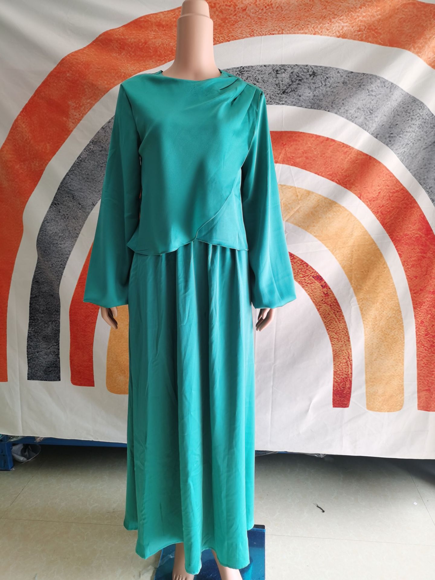 Fashion Puff Sleeve Top Big Hem Skirt Suit