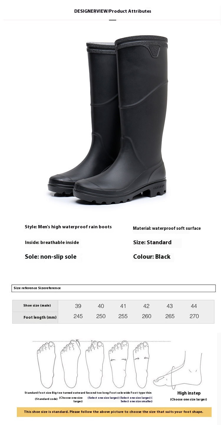 Title 6, Mid-High Tube Rain Boots Men