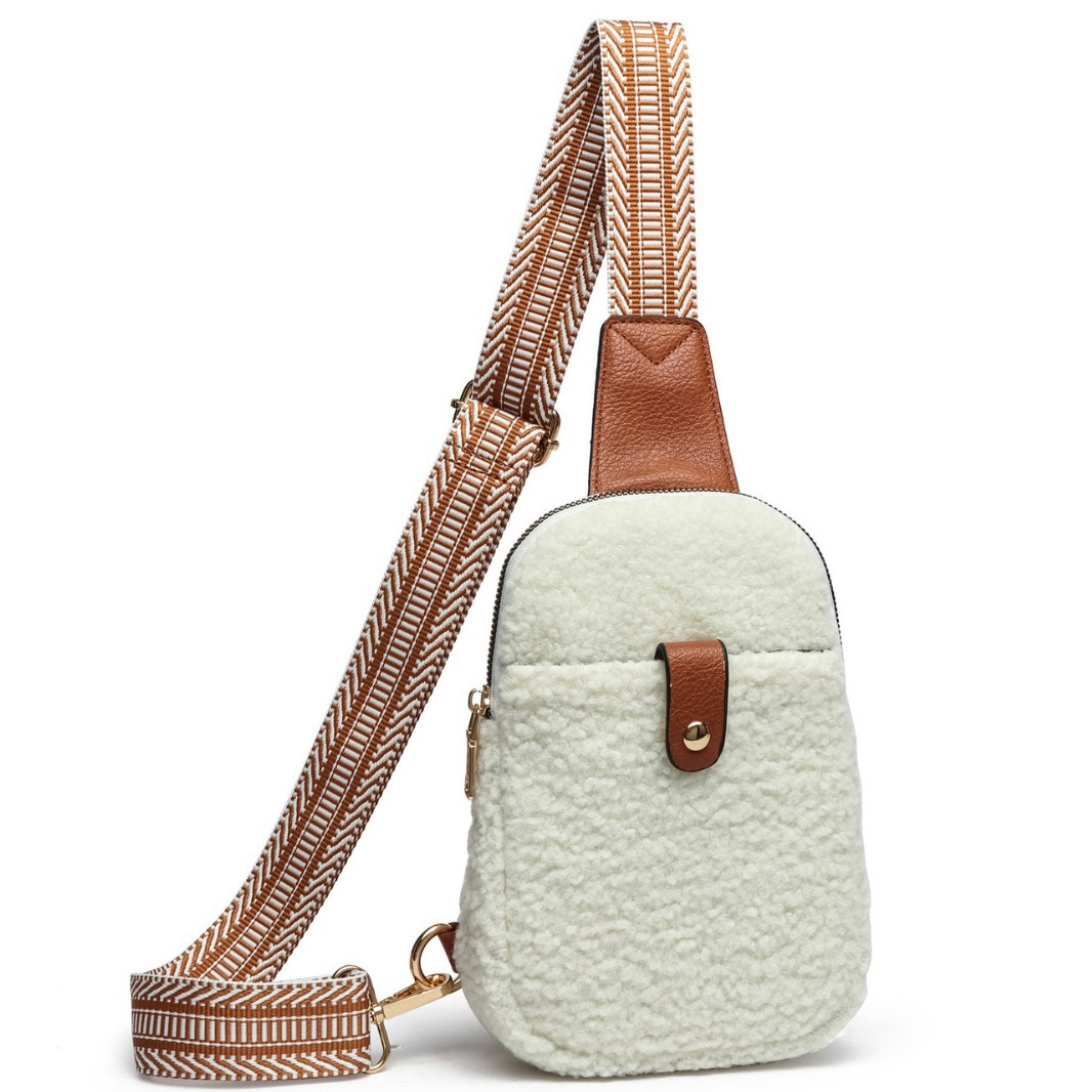 Title 4, Etnische schoudertas met casual bont, crossbody...