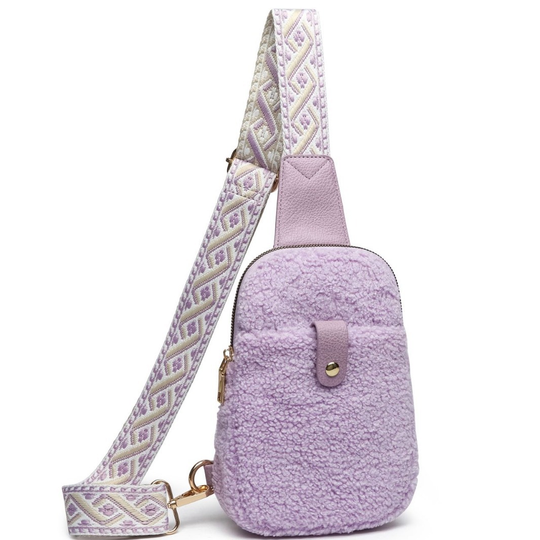 Title 1, Etnische schoudertas met casual bont, crossbody...