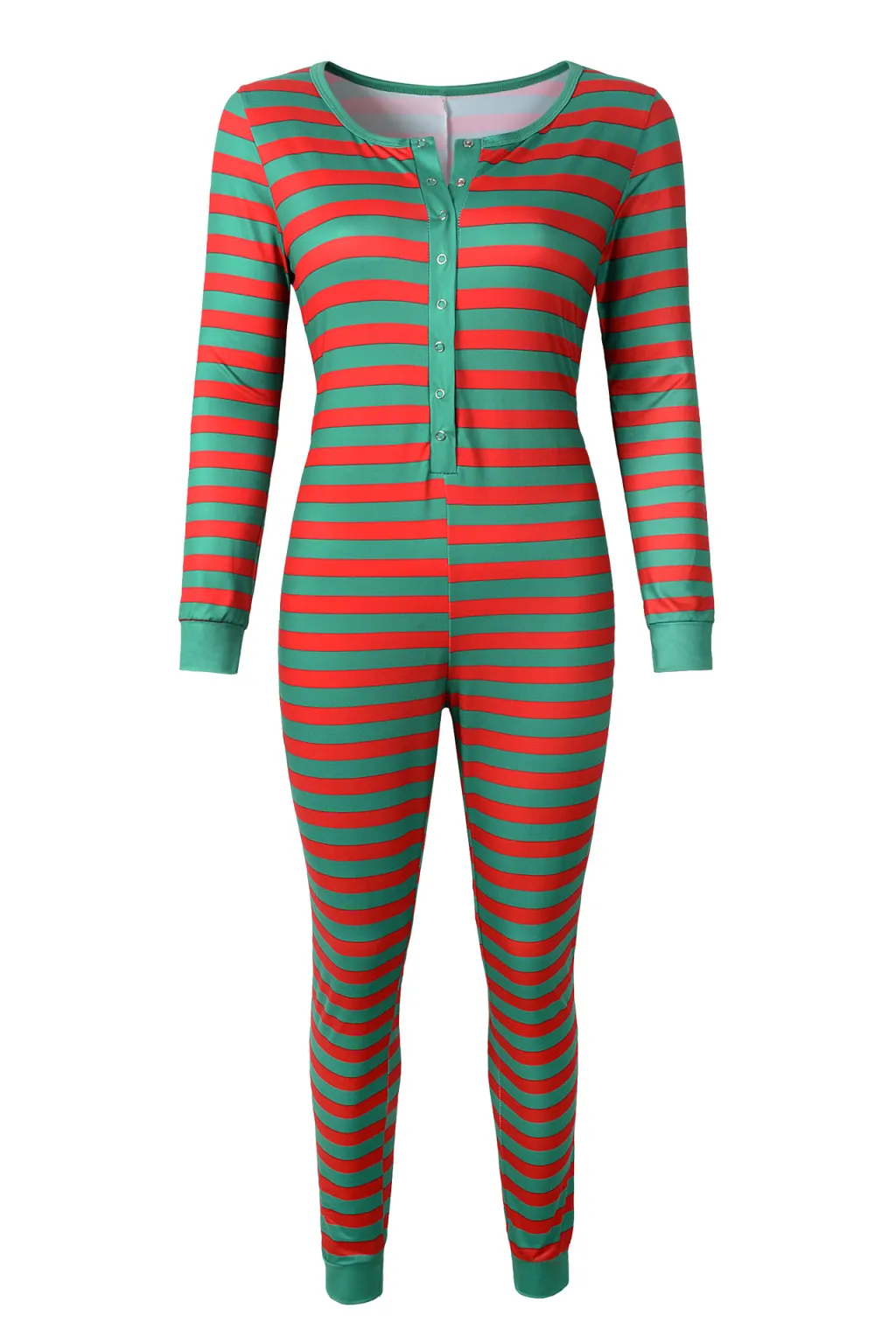 New Autumn And Winter Christmas Home Printing Long Sleeve Jumpsuit - Green