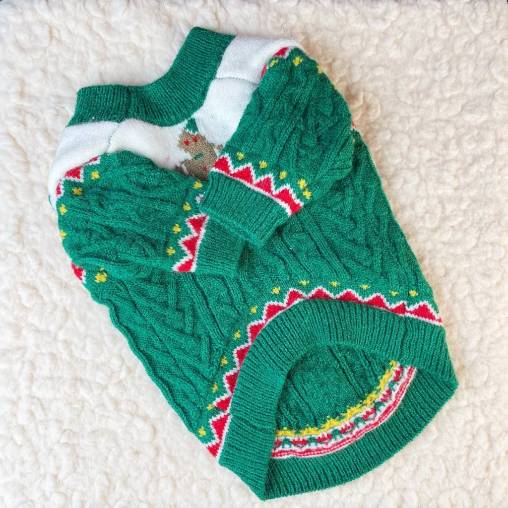 Dog Sweater Christmas Style Wool Dog Sweater - Green Sweater