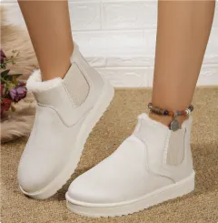 Women's Thick Fleece-lined Winter Boots Cotton-padded Shoes - White - View 1