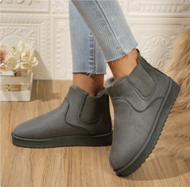 Women's Thick Fleece lined Winter Boots Cotton padded Shoes Grey - Shop at LoveMi