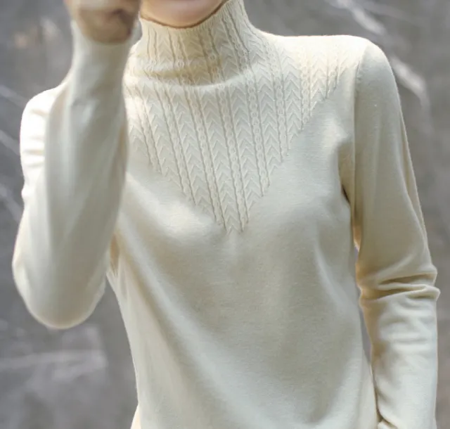 Lace Mock Neck Sweater Women's Pullover Long Sleeves Outer Match Apricot - Shop at LoveMi