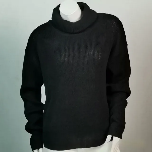 European And American Solid Color Turtleneck Long Sleeve Sweater Black - Shop at LoveMi