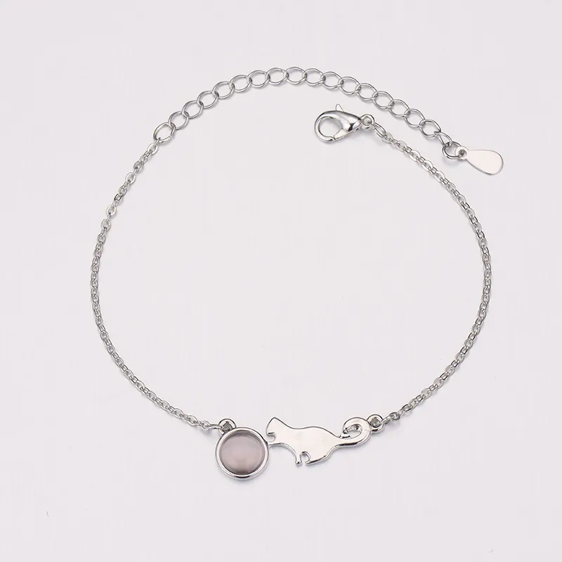 Fashion Ladies Cat Charm Bracelet Silver - Silver