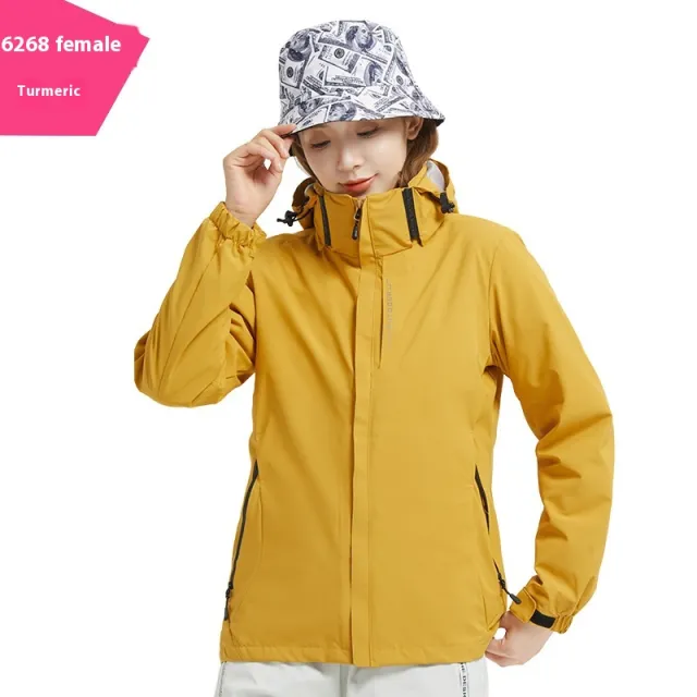 Shell Jacket Two piece Set Coat Fleece Lined Removable Waterproof Yellow - Shop at LoveMi