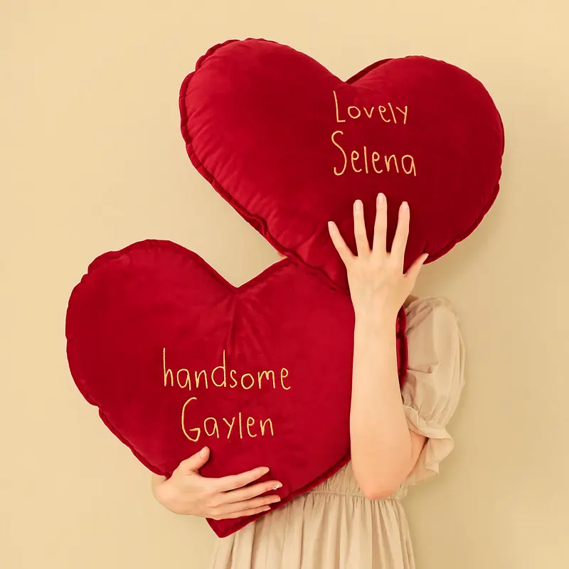 Embroidered Red Love Pillow Bedhead Living Room