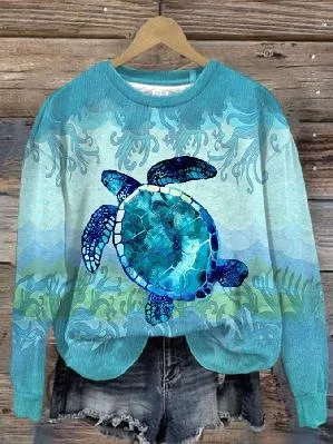 Women's Autumn And Winter Trends Digital Printed Round Neck Drop shoulder Long sleeve Sweater Yxl230905001 3Xl - Shop at LoveMi