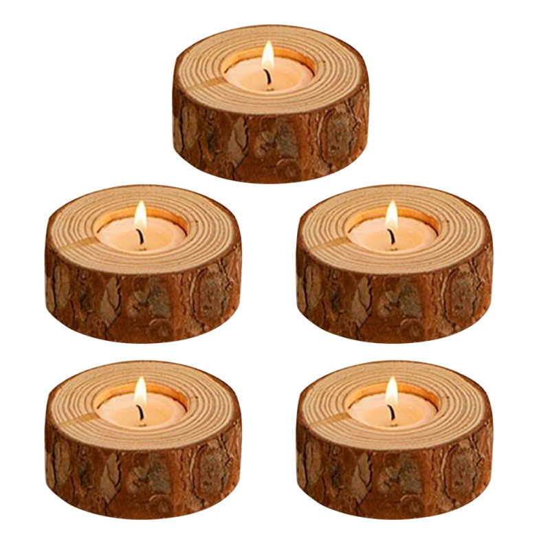 Title 4, Simple Modern Pastoral Style Wooden Candle Holder