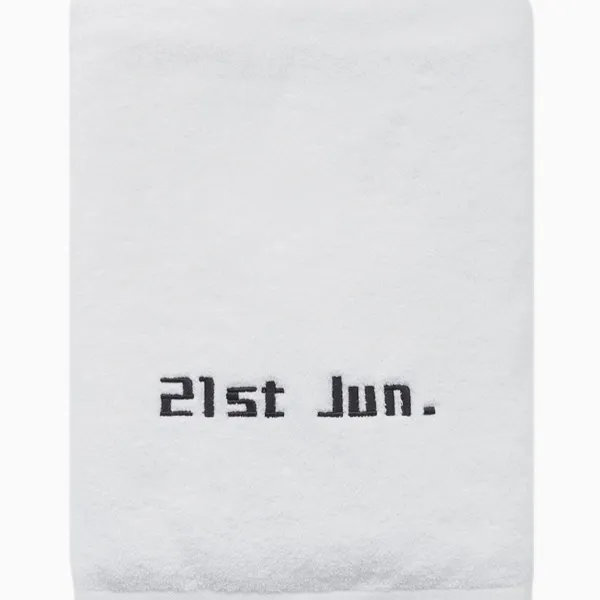 Customized Date Bath Towel, Birthday Embroidery White - Shop at LoveMi