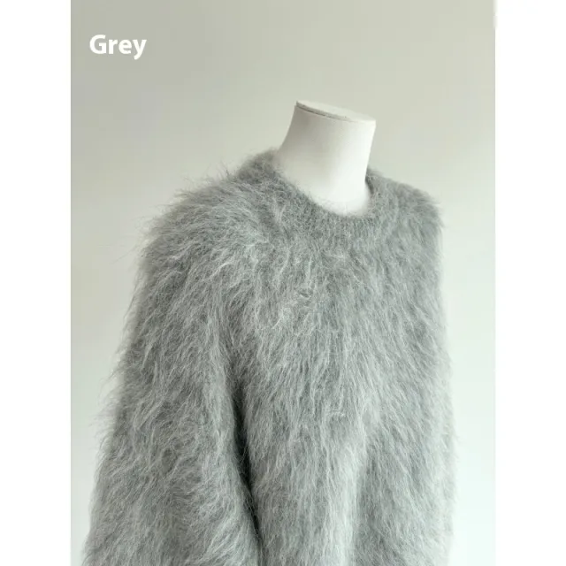 Autumn And Winter New Alpaca Round Neck Loose And Idle Knitted Sweater Gray - Shop at LoveMi