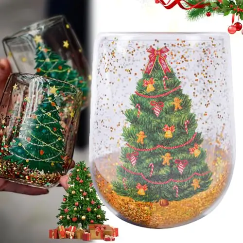Christmas Tree Cups Heat Resistant Double Layer Flowing Sequins