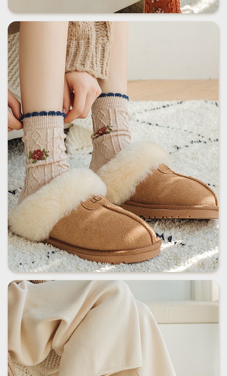 Title 16, Vintage Small Flower Wool Socks Fleece Lined Pa...