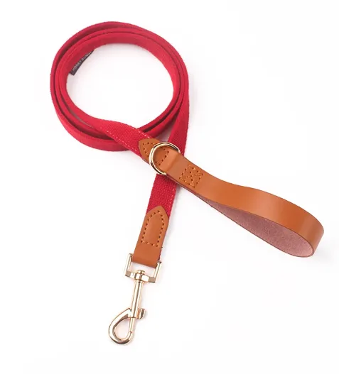 Canvas Hand Holding Rope Leather Stitching Collar Bow Red Traction Rope - Shop at LoveMi