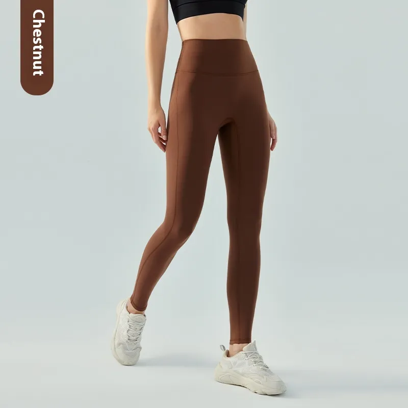 Warm With Velvet Skinny Yoga Pants Women - Chestnut