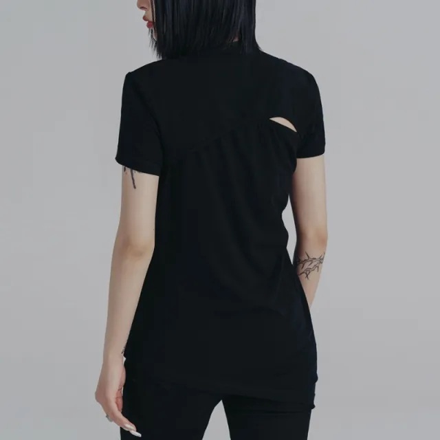 Personalized Circular Arc Design Simple And Thin Short Sleeve Black - Shop at LoveMi