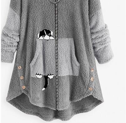 Loose Plus Size Plush Coat Hooded Long Sleeve Sweater