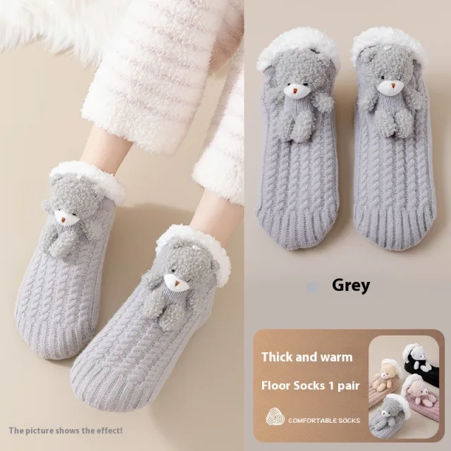 Women's Thick Socks Winter Fleece Lined Padded Warm Keeping Lambswool Gray - Shop at LoveMi
