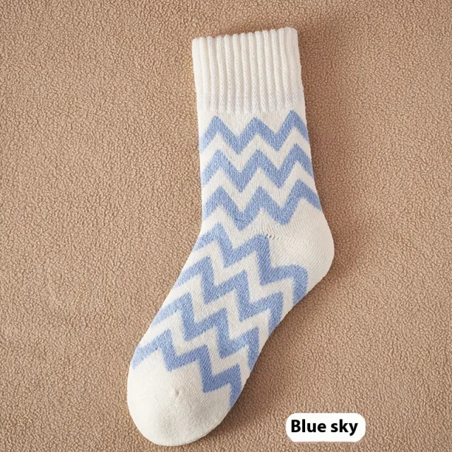 Thick Female Winter Fleece Lined Snow Warm Floor Socks Sky Blue - Shop at LoveMi