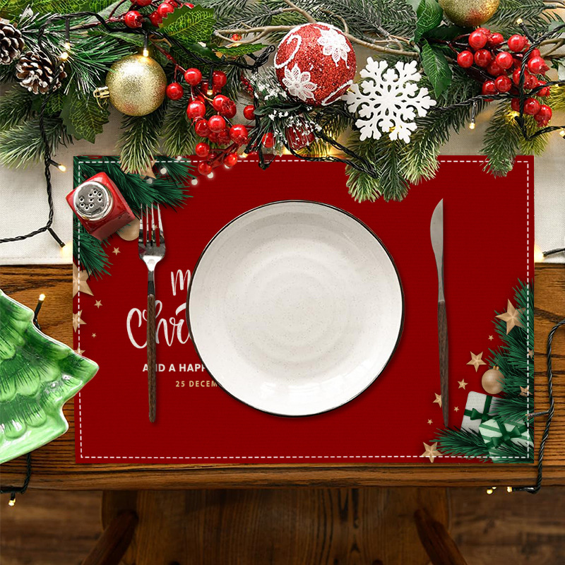 Title 3, Christmas Linen Placemat Holiday Blessing Letters