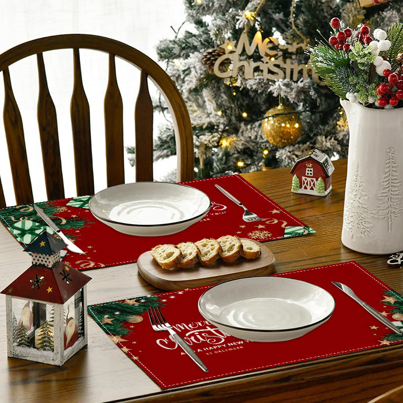 Title 4, Christmas Linen Placemat Holiday Blessing Letters