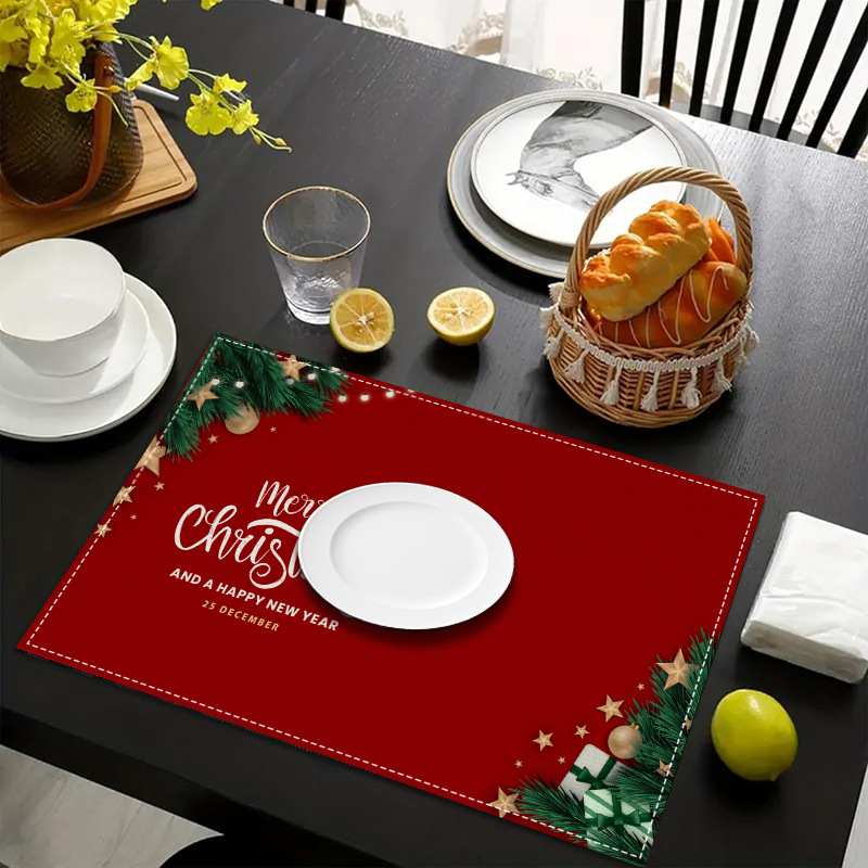 Title 1, Christmas Linen Placemat Holiday Blessing Letters